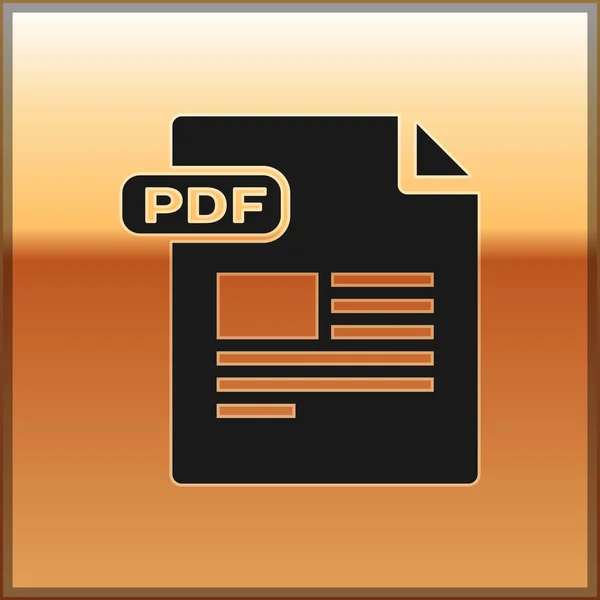 Schwarzes pdf-Dokument. herunterladen pdf button icon isoliert auf goldenem Hintergrund. pdf-Dateisymbol. Vektorillustration — Stockvektor