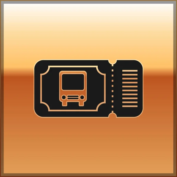 Black Bus ticket icon isolated on gold background. Public transport ticket. Vector Illustration — Stock Vector