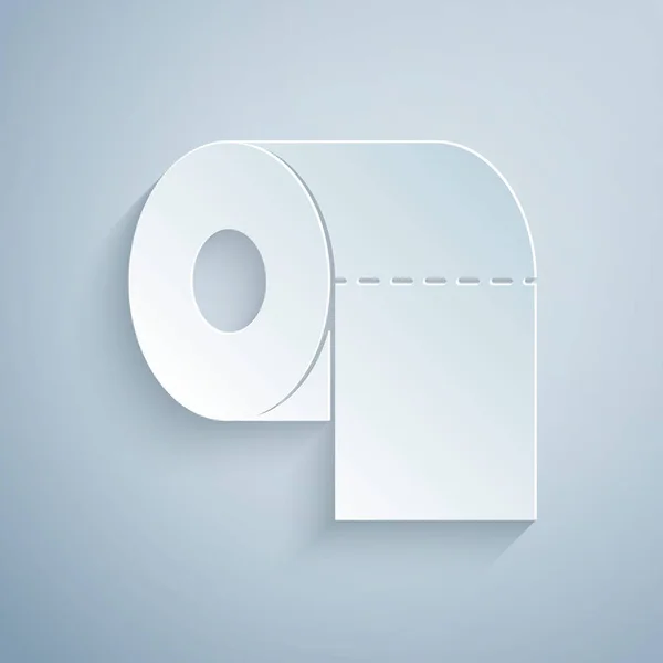 Papiergeschnittenes Toilettenpapierrollen-Symbol isoliert auf grauem Hintergrund. Papierkunst. Vektorillustration — Stockvektor