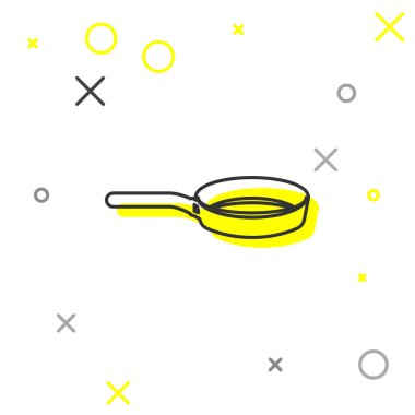 Beyaz arka planda izole edilmiş gri çizgi tava simgesi. Kızartma veya kızartma gıda sembolü. Vektör İllüstrasyonu