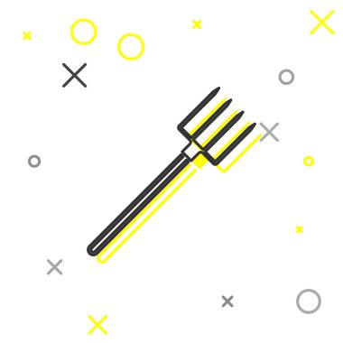 Gri çizgi Bahçe pitchfork simgesi beyaz arka plan üzerinde izole. Bahçe çatal işareti. Bahçecilik, tarım, tarım için bir araç. Vektör İllüstrasyonu