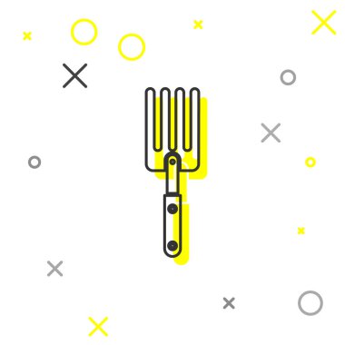 Gri çizgi Bahçe çatal simgesi beyaz arka plan üzerinde izole. Pitchfork simgesi. Bahçecilik, tarım, tarım için bir araç. Vektör İllüstrasyonu