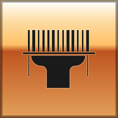 Siyah Tarayıcı tarama barkod simgesi altın arka plan üzerinde izole. Barkod etiket etiketi. Çubuklu teslimat için kimlik. Vektör İllüstrasyonu