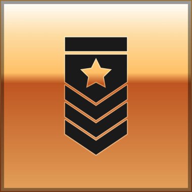 Siyah Chevron simgesi altın arka plan izole. Askeri rozet işareti. Vektör İllüstrasyonu