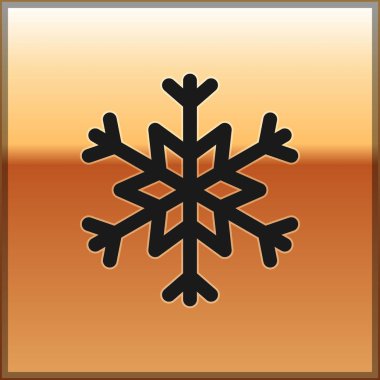 Kara Kar Tanesi simgesi altın arka planda izole edildi. Vektör İllüstrasyonu