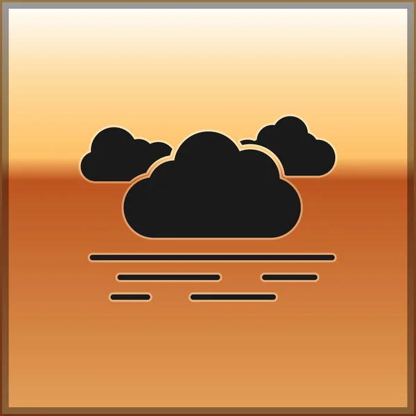 Black Cloud icoon geïsoleerd op gouden achtergrond. Vector Illustratie — Stockvector