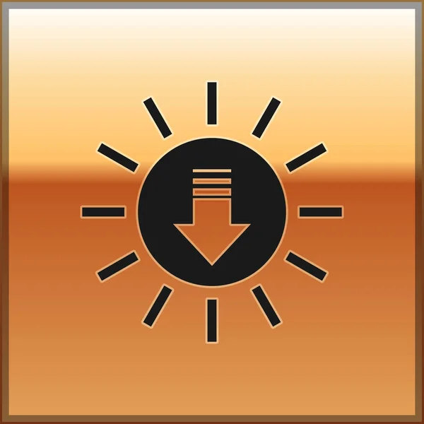 Czarny zachód słońca ikona odizolowany na złotym tle. Ilustracja wektora — Wektor stockowy