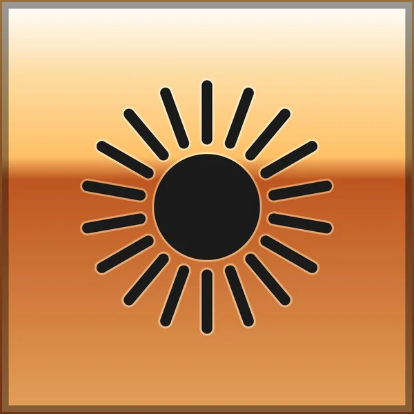 Icono Sol Negro aislado sobre fondo dorado. Ilustración vectorial — Vector de stock