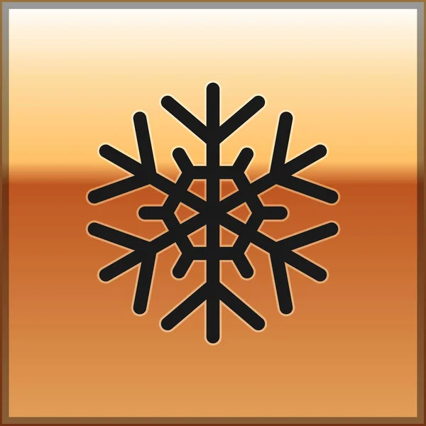Black Snowflake icon isolated on gold background. Vector Illustration — Stock Vector