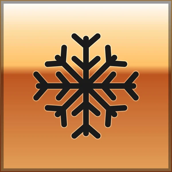 Icône de flocon de neige noir isolé sur fond or. Illustration vectorielle — Image vectorielle