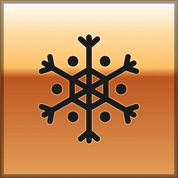 Black Snowflake icon isolated on gold background. Vector Illustration — Stock Vector