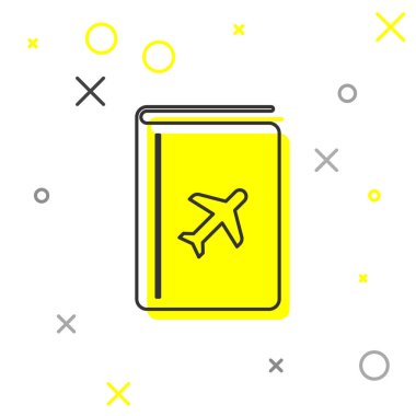 Gri çizgi Kapak kitap seyahat rehberi simgesi beyaz arka plan üzerinde izole. Vektör İllüstrasyonu