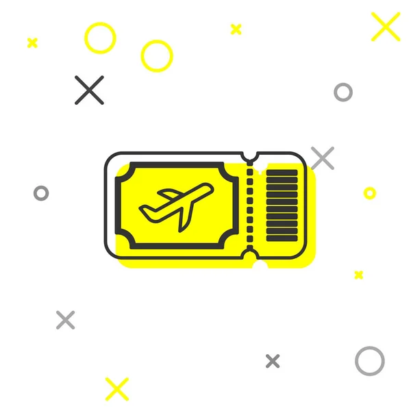 Graue Linie Flugticket Symbol isoliert auf weißem Hintergrund. Flugticket. Vektorillustration — Stockvektor
