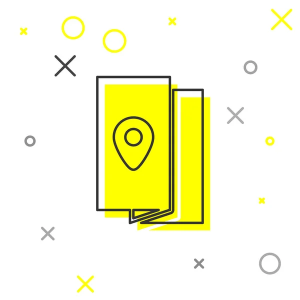 Gris línea cubierta libro guía de viaje icono aislado sobre fondo blanco. Ilustración vectorial — Vector de stock