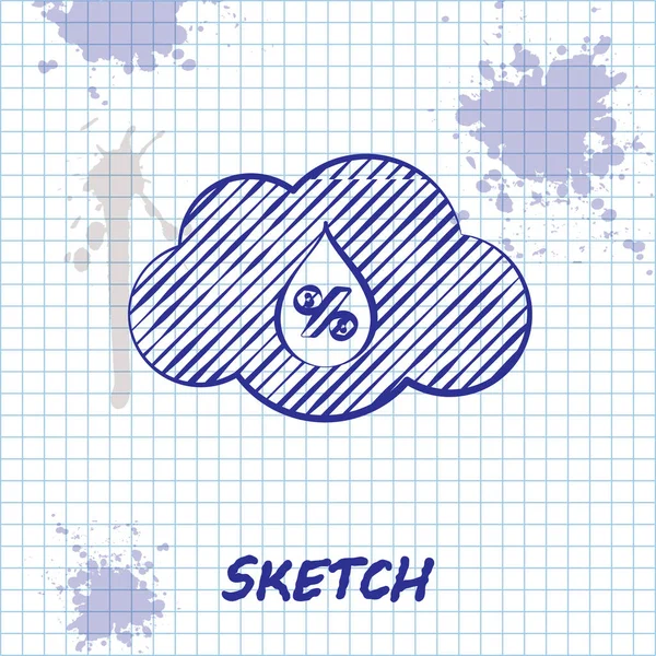 Çizim çizgisi Beyaz arka planda yalıtılmış Nem simgesi. Hava ve meteoroloji, bulut, termometre sembolü. Vektör İllüstrasyonu — Stok Vektör