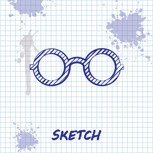 Ligne de croquis Icône de lunettes isolée sur fond blanc. Symbole de monture de lunettes. Illustration vectorielle — Image vectorielle