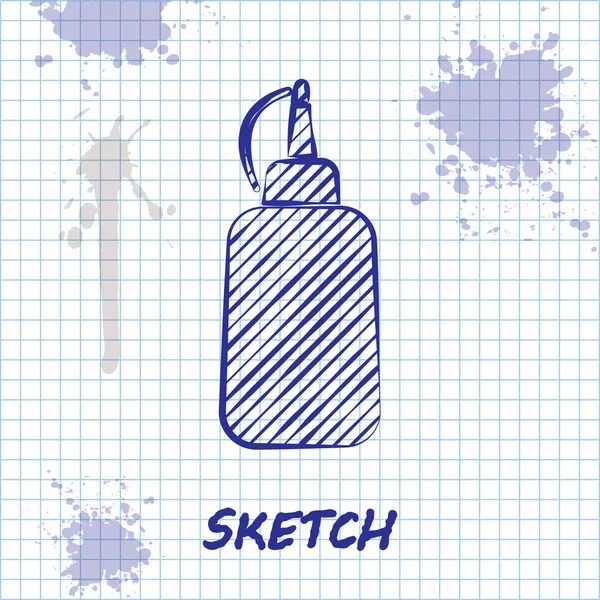 Sketch line Ícone de garrafa de mostarda isolado no fundo branco. Ilustração vetorial —  Vetores de Stock