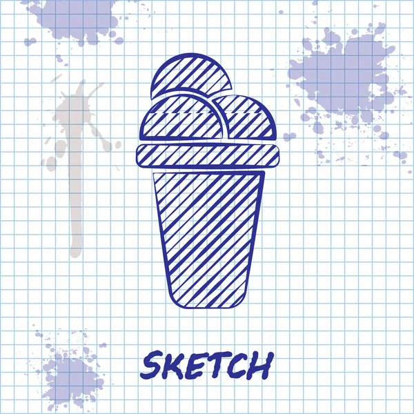 Γραμμή σκίτσο εικονίδιο παγωτό απομονωμένη σε λευκό φόντο. Γλυκό σύμβολο. Απεικόνιση διανυσματικών φορέων — Διανυσματικό Αρχείο