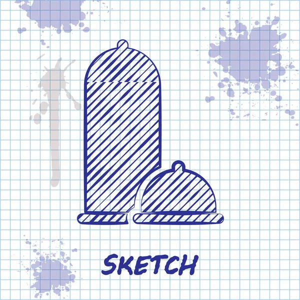 Garis Sketsa Kondom ikon seks aman terisolasi pada latar belakang putih. Simbol cinta yang aman. Metode kontrasepsi untuk laki-laki. Ilustrasi Vektor - Stok Vektor