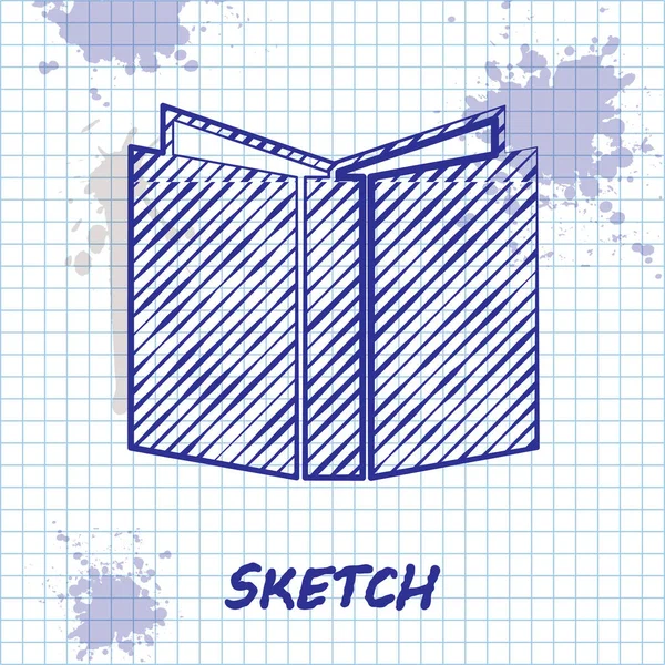 Skizze Linie Buch-Symbol auf weißem Hintergrund isoliert öffnen. Vektorillustration — Stockvektor