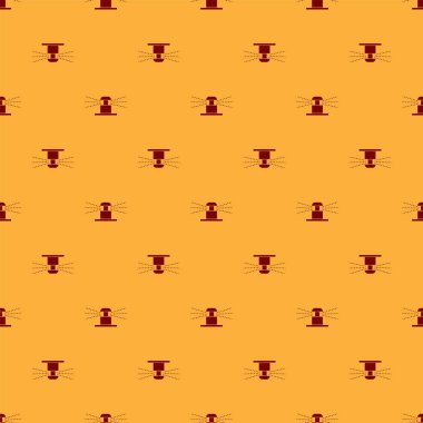 Kırmızı Otomatik sulama sprinkler simgesi kahverengi arka plan üzerinde dikişsiz desen izole. Sulama ekipmanları. Bahçe elementi. Sprey tabanca simgesi. Vektör İllüstrasyonu