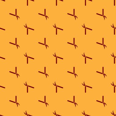 Kırmızı Bahçe el yapımı makas simge kahverengi arka plan üzerinde izole dikişsiz desen kırpma için. Ahşap saplı budama makasları. Vektör İllüstrasyonu