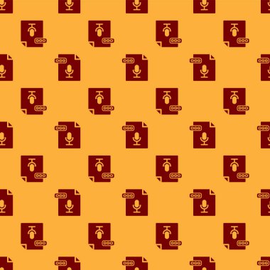 Red Ogg dosya belgesi. Ogg düğme simgesi kahverengi arka plan üzerinde izole dikişsiz desen indirin. Ogg dosya sembolü. Vektör İllüstrasyonu