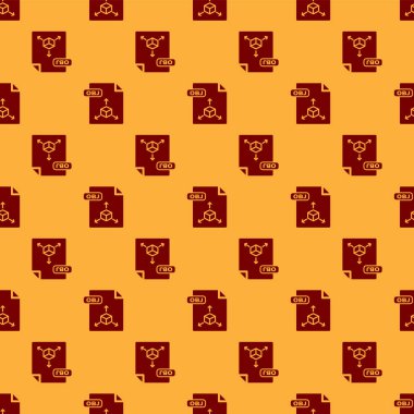 Red Obj dosya belgesi. Obj düğme simgesi kahverengi arka plan üzerinde izole dikişsiz desen indirin. Obj dosya sembolü. Vektör İllüstrasyonu