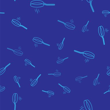 Mavi Kızartma simgesi mavi arka planda izole edilmiş pürüzsüz desen. Kızartma veya kızartma gıda sembolü. Vektör İllüstrasyonu