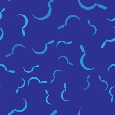 Mavi Orak simgesi mavi arka plan üzerinde sorunsuz desen izole. Hasat kanca işareti. Vektör İllüstrasyonu