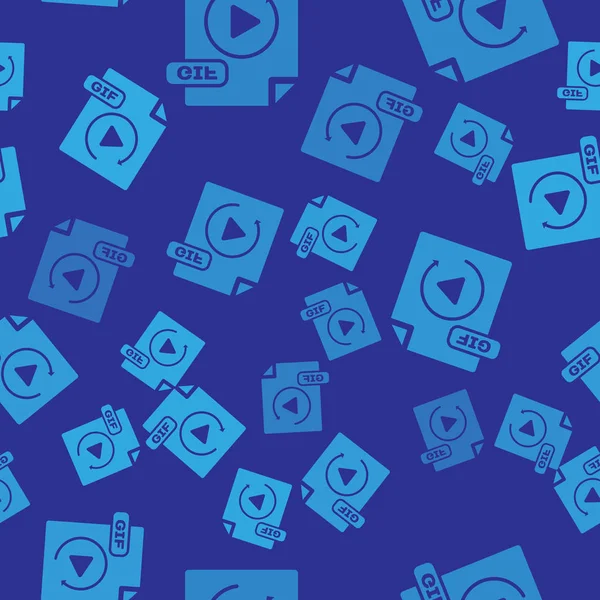 Documento de archivo GIF azul. Descargar icono del botón gif patrón inconsútil aislado sobre fondo azul. Símbolo de archivo GIF. Ilustración vectorial — Vector de stock