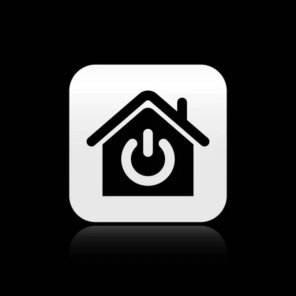 Black Smart home icon isolated on black background. Remote control. Silver square button. Vector Illustration — Stock Vector