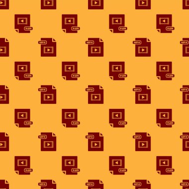 Kırmızı Mp4 dosya belgesi. Indirin mp4 düğme simgesi kahverengi arka plan üzerinde sorunsuz desen izole. Mp4 dosya sembolü. Vektör İllüstrasyonu