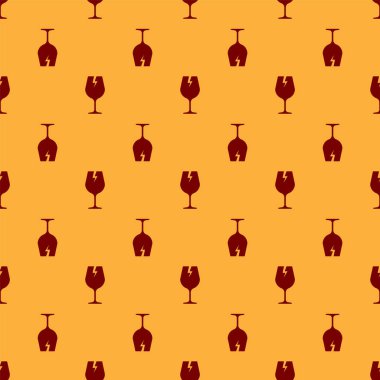 Teslim kutuları simgesi kahverengi arka plan üzerinde izole dikişsiz desen için Kırmızı Kırılgan kırık cam sembolü. Vektör İllüstrasyonu