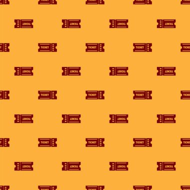 Kırmızı Bilet simgesi kahverengi arka plan üzerinde sorunsuz desen izole. Vektör İllüstrasyonu