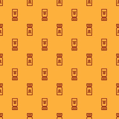 Kırmızı Müze bilet simgesi kahverengi arka plan üzerinde dikişsiz desen izole. Tarih müzesi bilet kupon olay sergi gezi itiraf. Vektör İllüstrasyonu