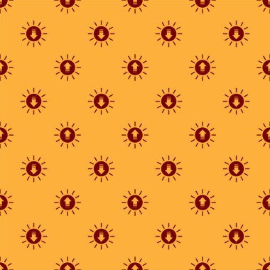 Kırmızı Günbatımı simgesi kahverengi arkaplanda izole edilmiş pürüzsüz desen. Vektör İllüstrasyonu