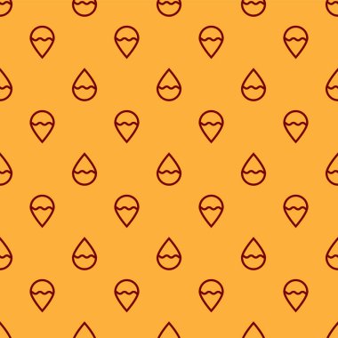 Kırmızı su damlası simgesi kahverengi arka planda izole edilmiş. Vektör İllüstrasyonu