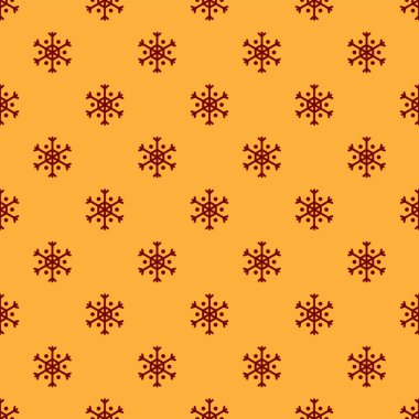 Kırmızı Kar Tanesi simgesi kahverengi arka planda izole edilmiş. Vektör İllüstrasyonu