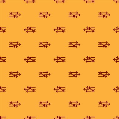 Kırmızı Rüzgar ve kar simgesi ile yağmur kahverengi arka plan üzerinde izole dikişsiz desen. Rüzgarlı hava. Vektör İllüstrasyonu