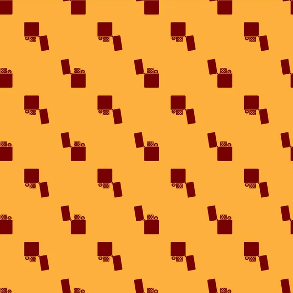 Rotes Feuerzeug Symbol isoliert nahtlose Muster auf braunem Hintergrund. Vektorillustration — Stockvektor