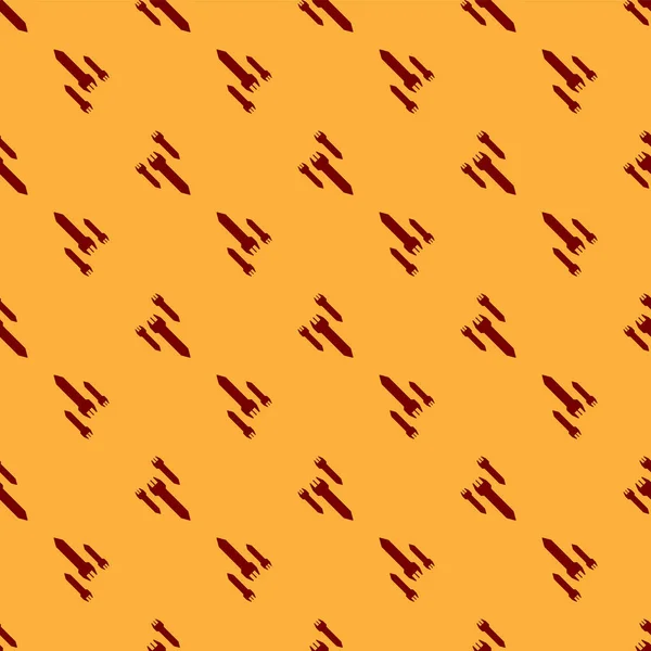Röd raket ikon isolerade sömlösa mönster på brun bakgrund. Vektor illustration — Stock vektor