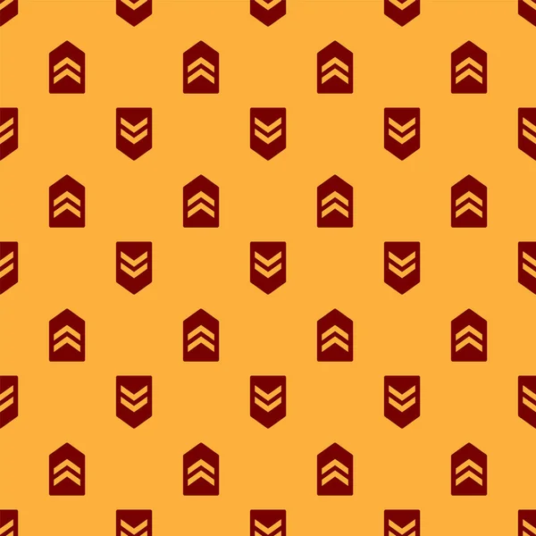 Icono Chevron rojo aislado patrón sin costura sobre fondo marrón. Signo de placa militar. Ilustración vectorial — Archivo Imágenes Vectoriales