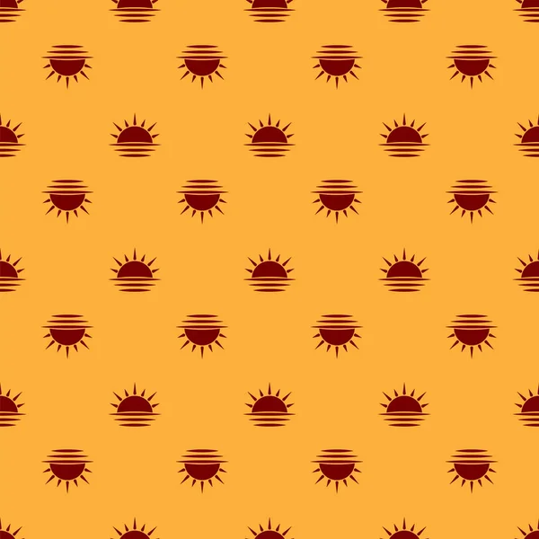 Red Sunset icona isolato modello senza soluzione di continuità su sfondo marrone. Illustrazione vettoriale — Vettoriale Stock