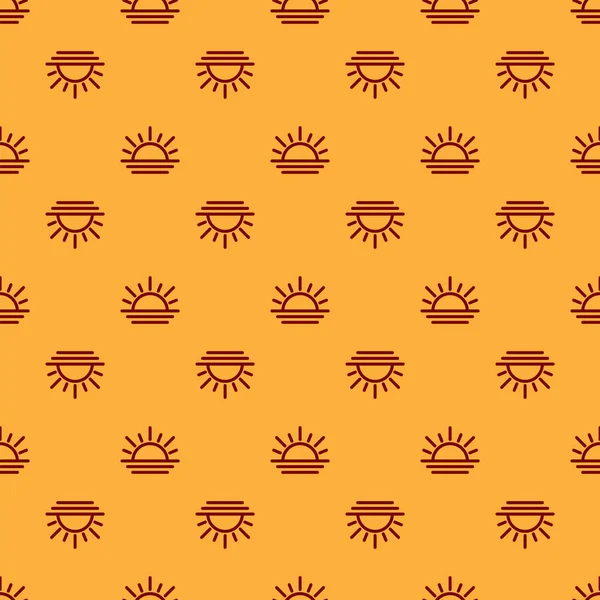 Rotes Sonnenuntergang-Symbol isoliert nahtlose Muster auf braunem Hintergrund. Vektorillustration — Stockvektor