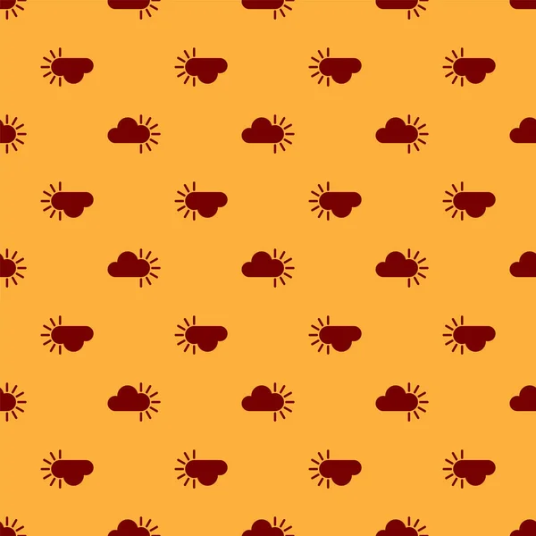 Rotes bewölktes Symbol isoliert nahtloses Muster auf braunem Hintergrund. Vektorillustration — Stockvektor