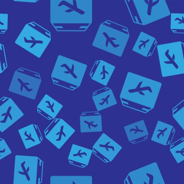 Mavi Düzlem ve karton kutu simgesi mavi arka plan üzerinde sorunsuz desen izole. Teslimat, nakliye. Hava yoluyla kargo teslimatı. Koliler, kutular olan uçaklar. Vektör İllüstrasyonu