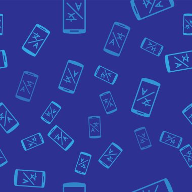 Blue Online çevirmen simgesi mavi arka plan üzerinde sorunsuz desen izole. Sohbet konuşma balonu yabancı dil konuşma simgeleri. Kavram çevirisi. Vektör İllüstrasyonu