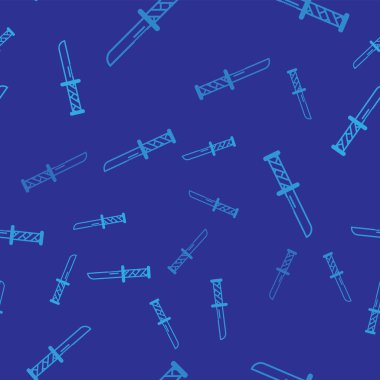 Mavi Askeri bıçak simgesi mavi arka plan üzerinde sorunsuz desen izole. Vektör İllüstrasyonu
