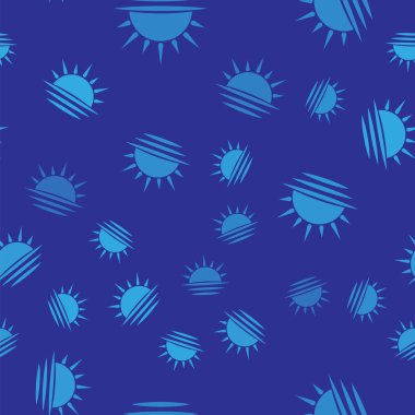 Mavi günbatımı simgesi mavi arkaplanda izole edilmiş pürüzsüz desen. Vektör İllüstrasyonu